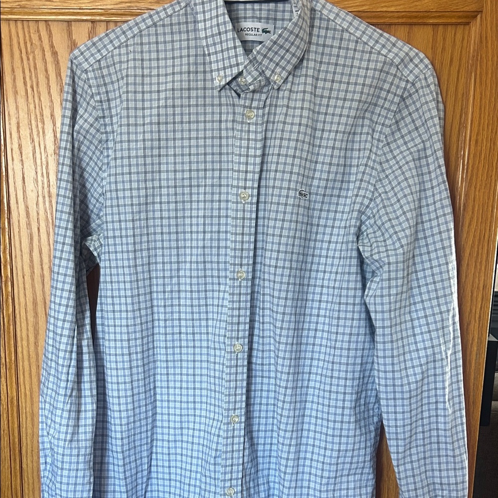 Lacoste Men's Light Blue Plaid Shirt - Picture 1 of 4